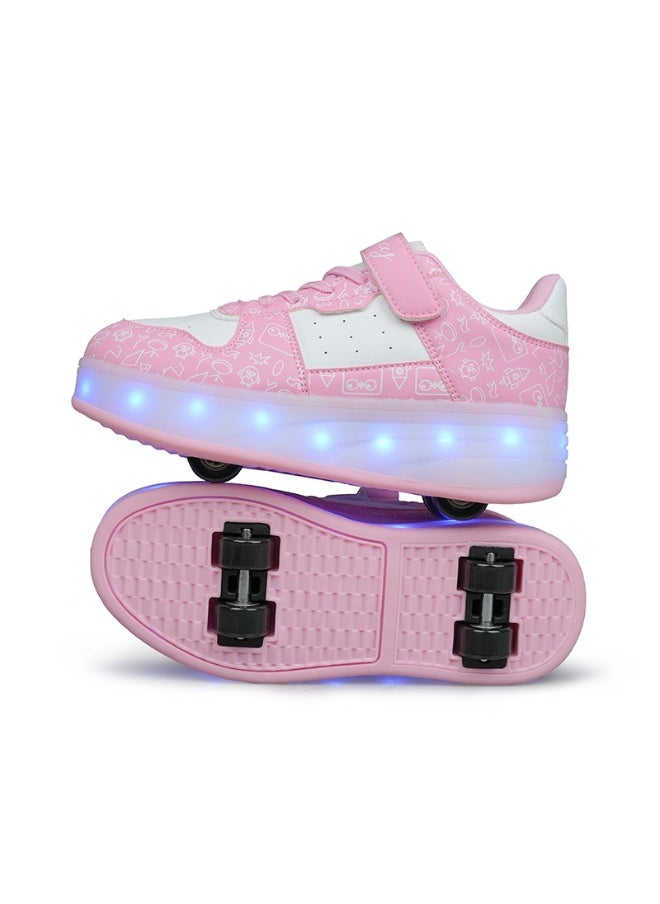 NIBEMINENT Kids Roller Skates Shoes 4 Wheels Roller Shoes Boys Girls Wheel Shoes Roller Sneakers Shoes for Beginner More Balanced  - Image 2