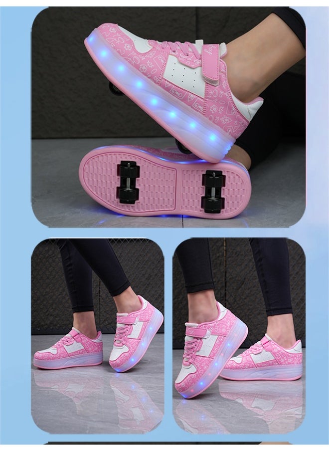 NIBEMINENT Kids Roller Skates Shoes 4 Wheels Roller Shoes Boys Girls Wheel Shoes Roller Sneakers Shoes for Beginner More Balanced  - Image 4