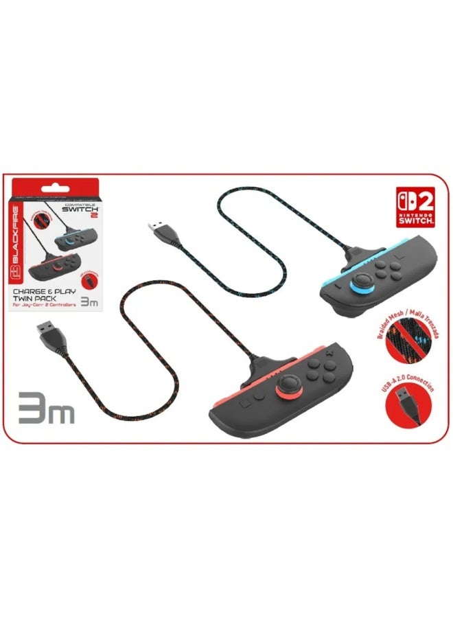 سويتش 2 شحن ولعب – حزمة مزدوجة لجوي-كون2 مع شاحن وكابل بطول 3 أمتار