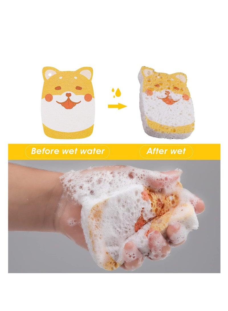 SYOSI 8 Pieces Cute Compressed Kitchen Sponges, Non-Scratch Cellulose Cleaning Sponges, Reusable Washing Dish Sponge, Powerful Cleaning, Degradable Pop up Sponges for Dish Glass Floors Cleaning - Image 3