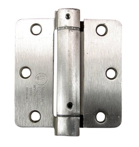 Hinge Outlet Adjustable Spring Hinges, 3.5 Inch with 1/4 Inch Radius in Satin Nickel, Self Closing, Door Closing Hinges, 2 Pack - Image 1