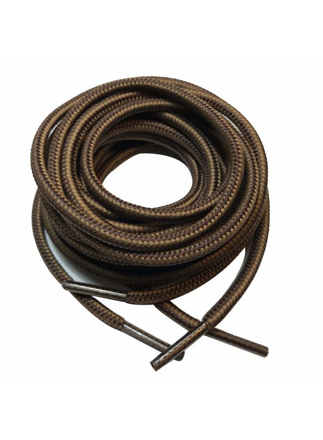 bq 3 Pairs Heavy Duty Round Boot Laces Shoelaces for Hiking Walking Construction Safety Work Boots Shoes, Dark Light/Brown, 48" (120cm) - Image 1