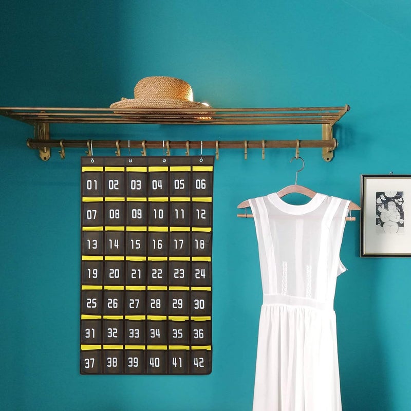 jellyflow Numbered Classroom Pocket Chart for Cell Phones Calculator Holder Hanging Wall Door Organizer 42 Pockets Storage Bag for Jewelry Home Decor (Dark Grey) - Image 4