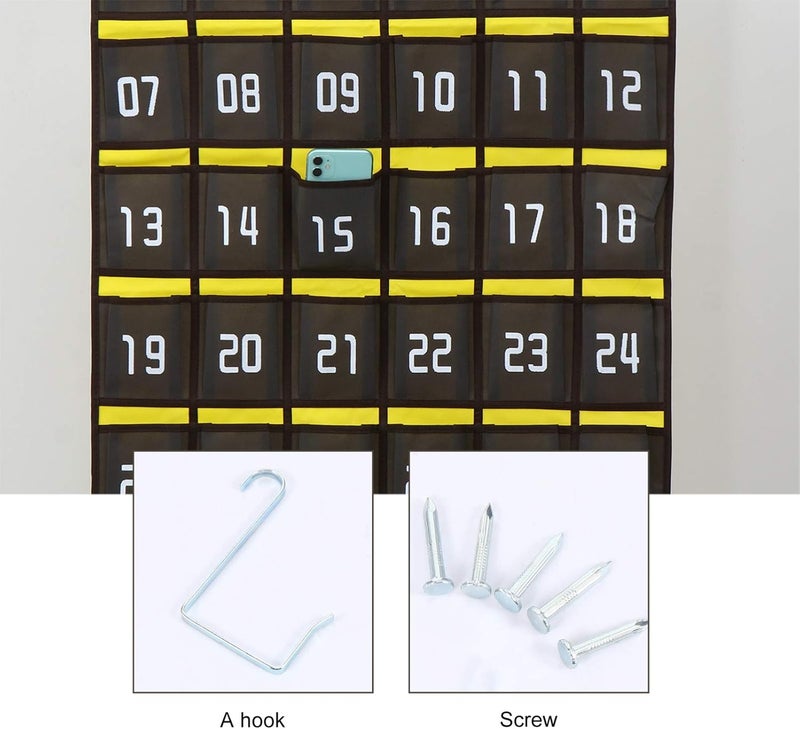 jellyflow Numbered Classroom Pocket Chart for Cell Phones Calculator Holder Hanging Wall Door Organizer 42 Pockets Storage Bag for Jewelry Home Decor (Dark Grey) - Image 3