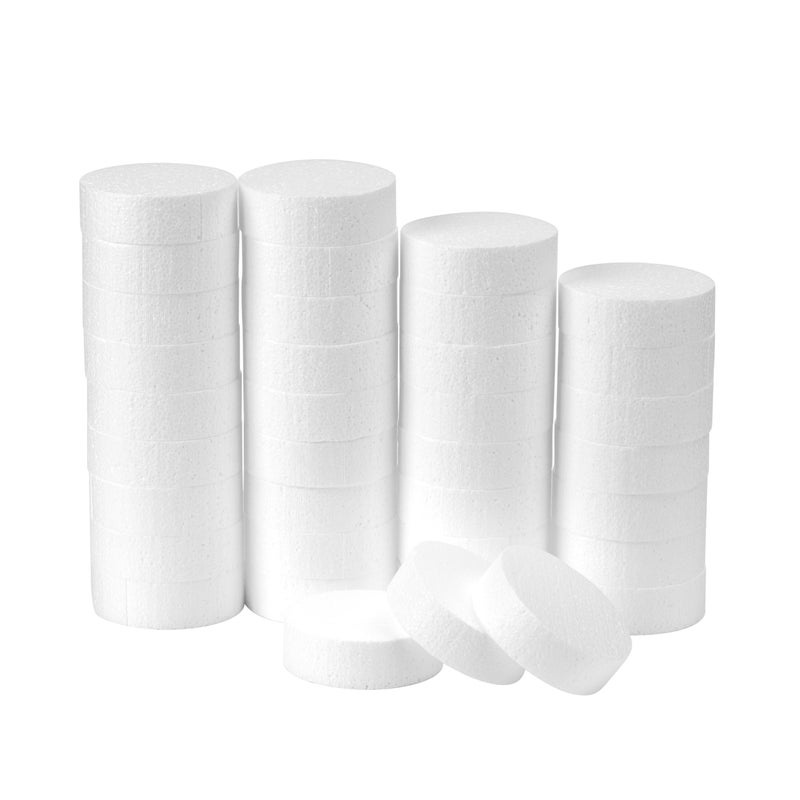 Crafare 3 Inch Foam Circles for Crafts 36 Pack 1 Inch Thick Round Polystyrene Discs for Modeling Sculpting School DIY Projects - Image 1