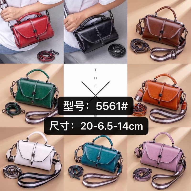 Bag Women'S Cyber Popular One-Shoulder Crossbody Bag Retro Chain Small Square Bag All-Match Oil Wax Leather Women'S Bag - Image 3