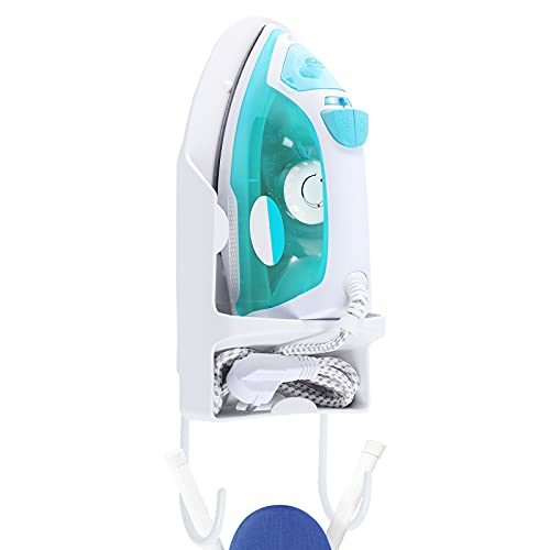 Ironing Board Hanger Wall Mount Iron Hanger with Ironing Board Rack Heat Resistant Iron Holder Wall Mount for Max 5 Inch Width White