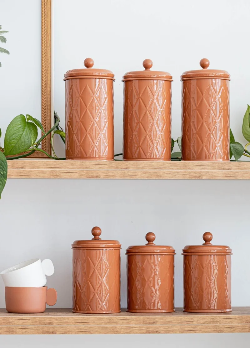 ذا ميا Prizma Tea Sugar Coffee Jar Terracota 1 Lt
