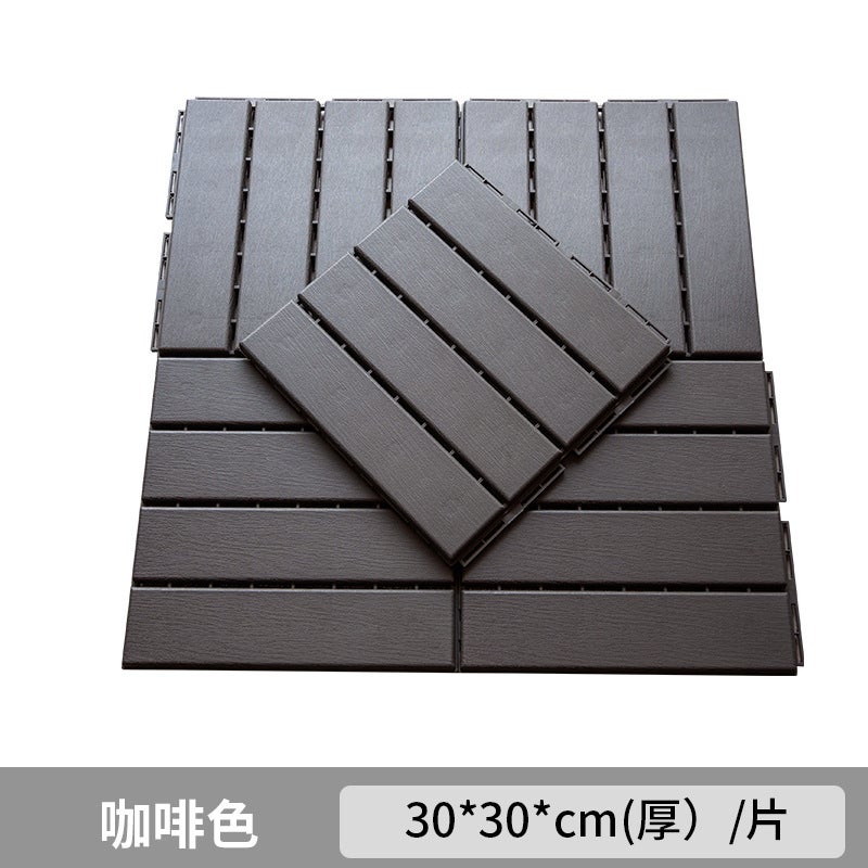Plastic assembled floor self-assembled balcony terrace floor plastic floor imitation wood plastic floor plastic wood floor manufacturer Brown 