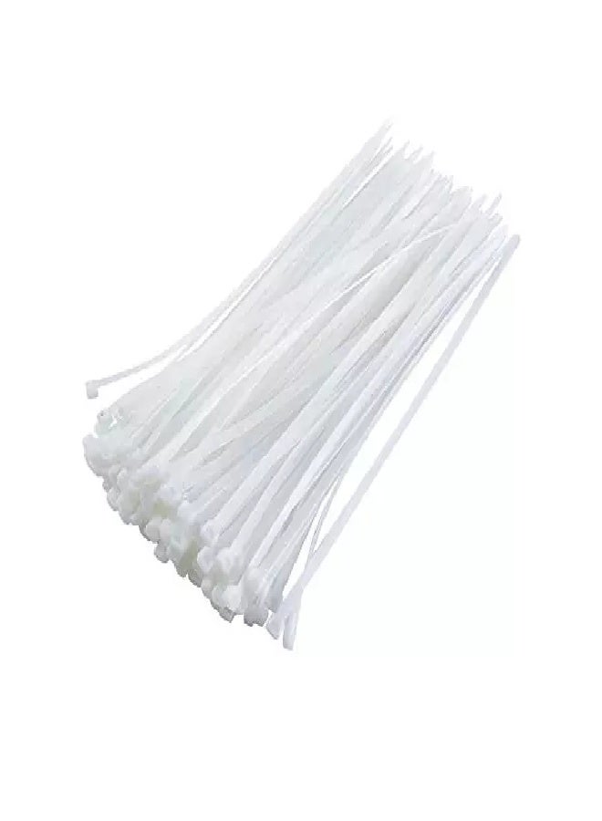 Pack of 5 – 250mm White Nylon Cable Ties, 18kg Strength Self-Locking Zip Ties, 100pcs for Cable Management, Home, Office, and DIY Projects - Image 2