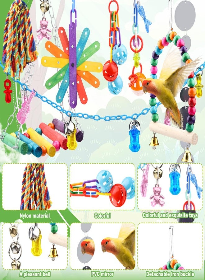 مجموعة ألعاب طيور الكوكاتيل من QUOZUO، 9 قطع، ملحقات قفص الببغاوات، حبل أرجوحة، مجثم خشبي معلق، لعبة مضغ للببغاء الأسترالي، الببغاء، الكوكاتيل - Image 5