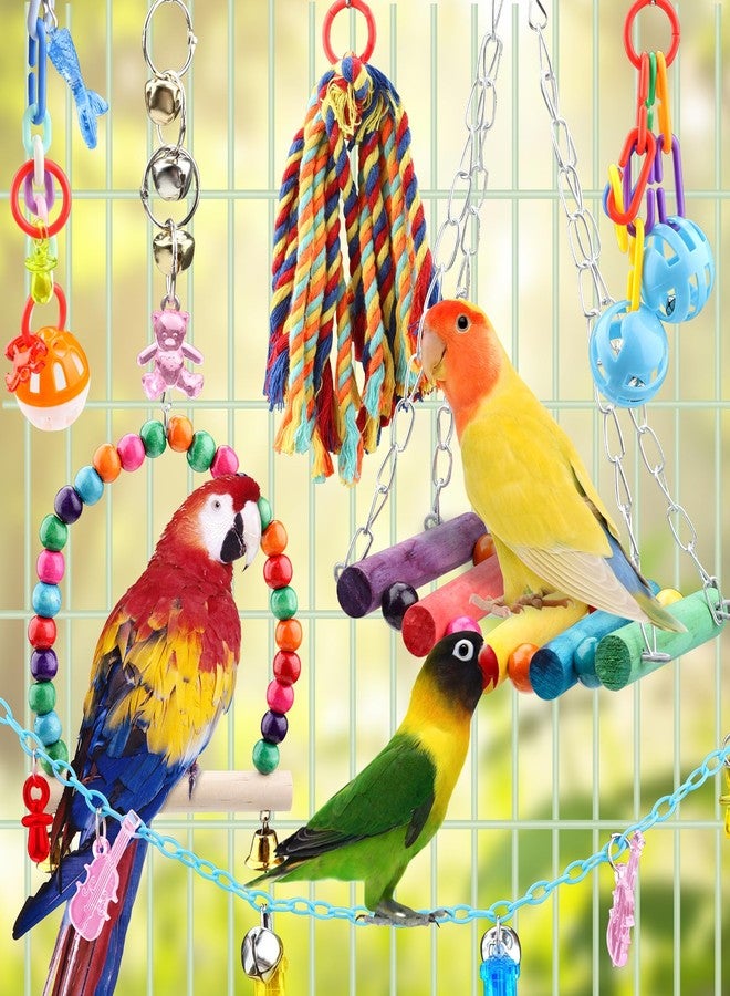 مجموعة ألعاب طيور الكوكاتيل من QUOZUO، 9 قطع، ملحقات قفص الببغاوات، حبل أرجوحة، مجثم خشبي معلق، لعبة مضغ للببغاء الأسترالي، الببغاء، الكوكاتيل - Image 4