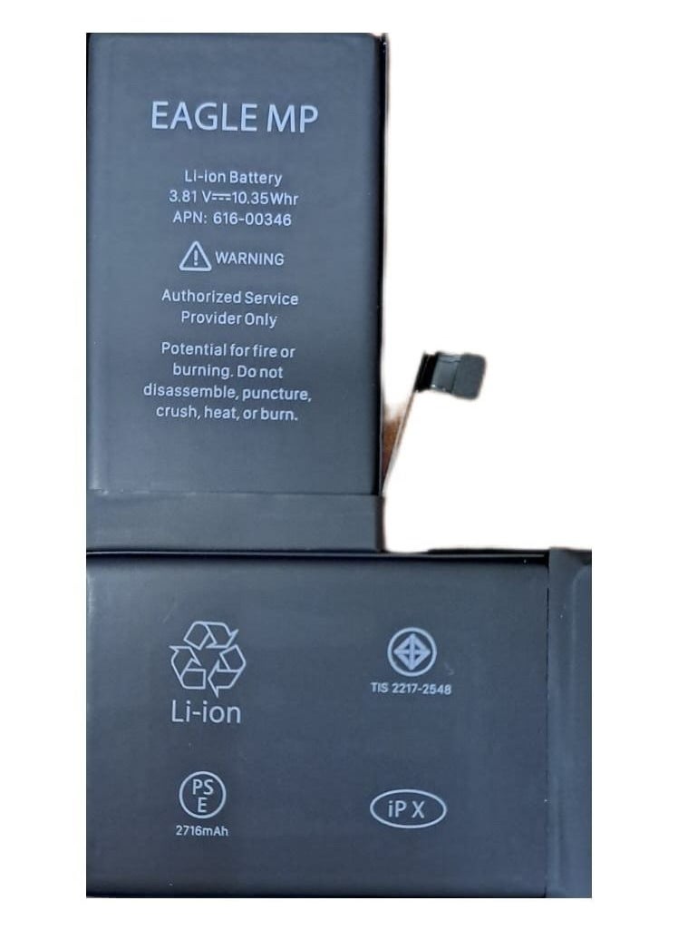 Eagle MP Replacement Battery for Mobile Phone iPhone X – High-Performance, Long-Lasting & Reliable Battery Compatible with iPhone X Models, Designed to Restore Battery Life, Improve Phone Runtime, and Ensure Safe & Efficient Power Supply - Image 1