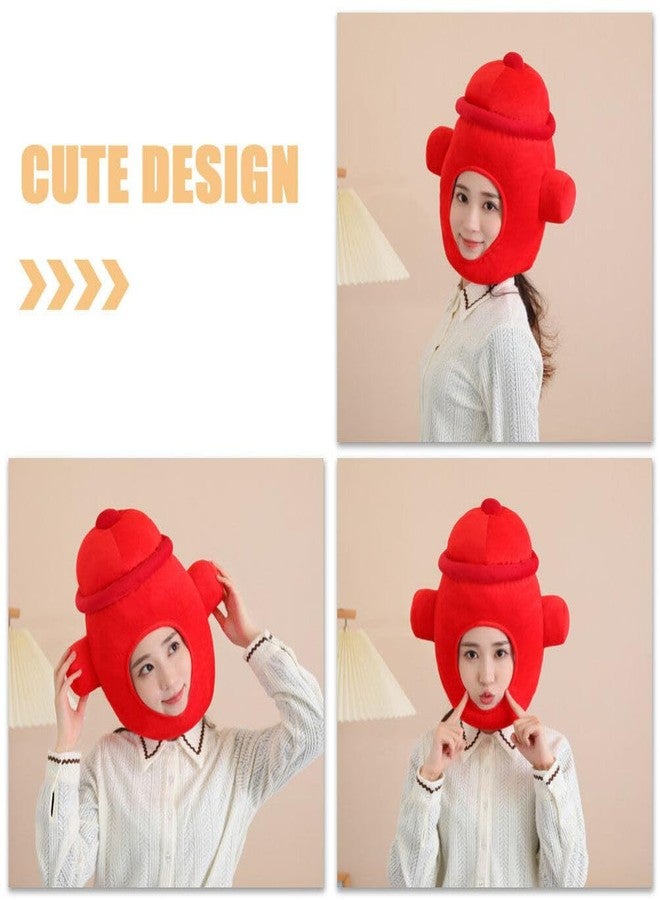 SHINEOFI Fire Hydrant Head Cover Plush Fire Hat for Adults Novelty Costume Party Hat Photo Props Carnival Dress up Accessory - Image 4