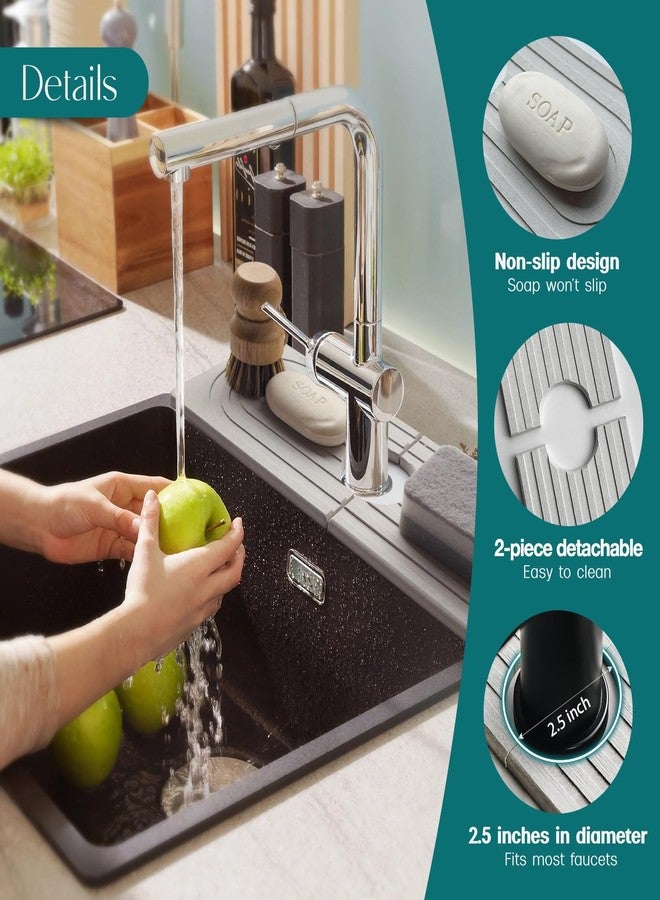 eormoe Dreatim Faucet Mat for Kitchen Sink - Wider Diatomite Fast Drying Stone Sink Tray, Super Absorbent, Prevents Moisture Buildup - Faucet Splash Guard for Bathroom Counter [Light Grey, 15x5.3inch] - Image 4