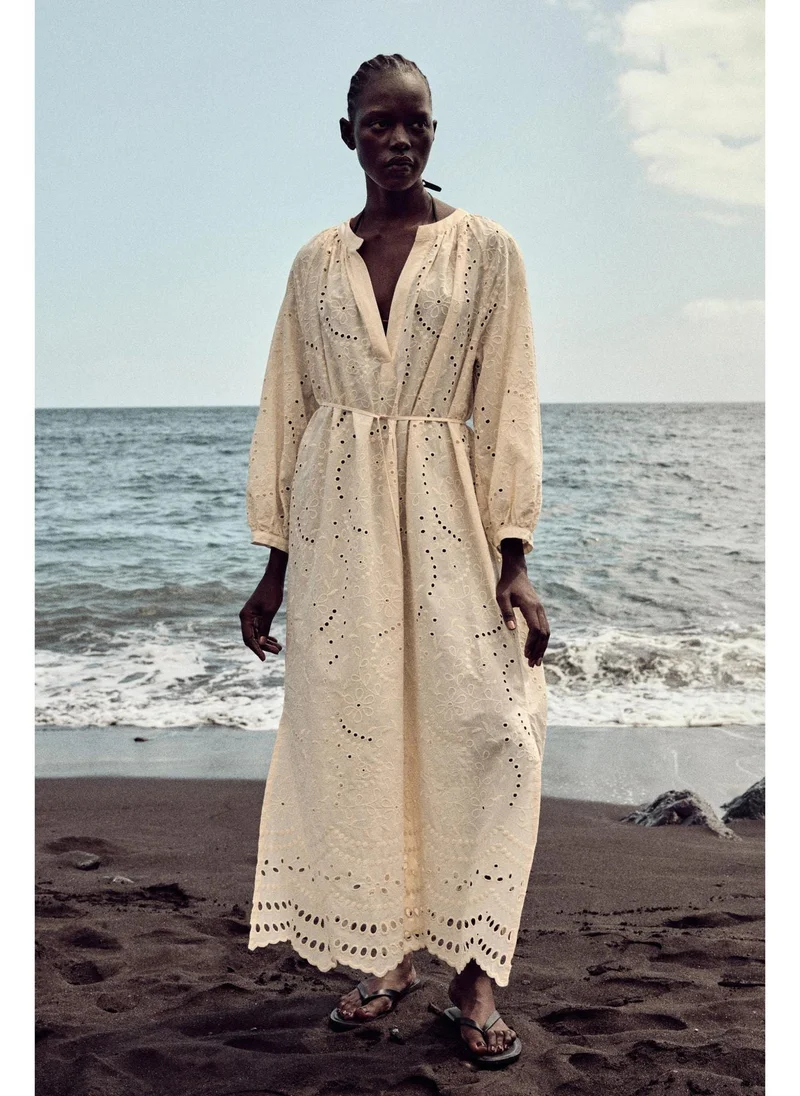 H&M Broderie anglaise tie-belt dress