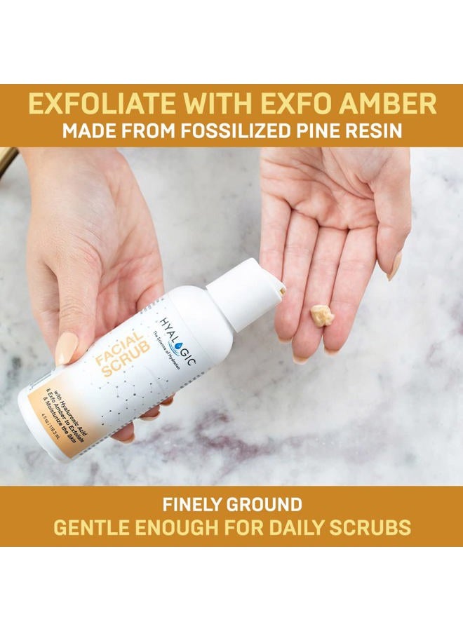 Hyalogic Spa Exfoliating Facial Scrub 4oz - With Hyaluronic Acid, Exfo-Amber & Peppermint Oil - Exfoliate Naturally - 4 Ounce - Image 3