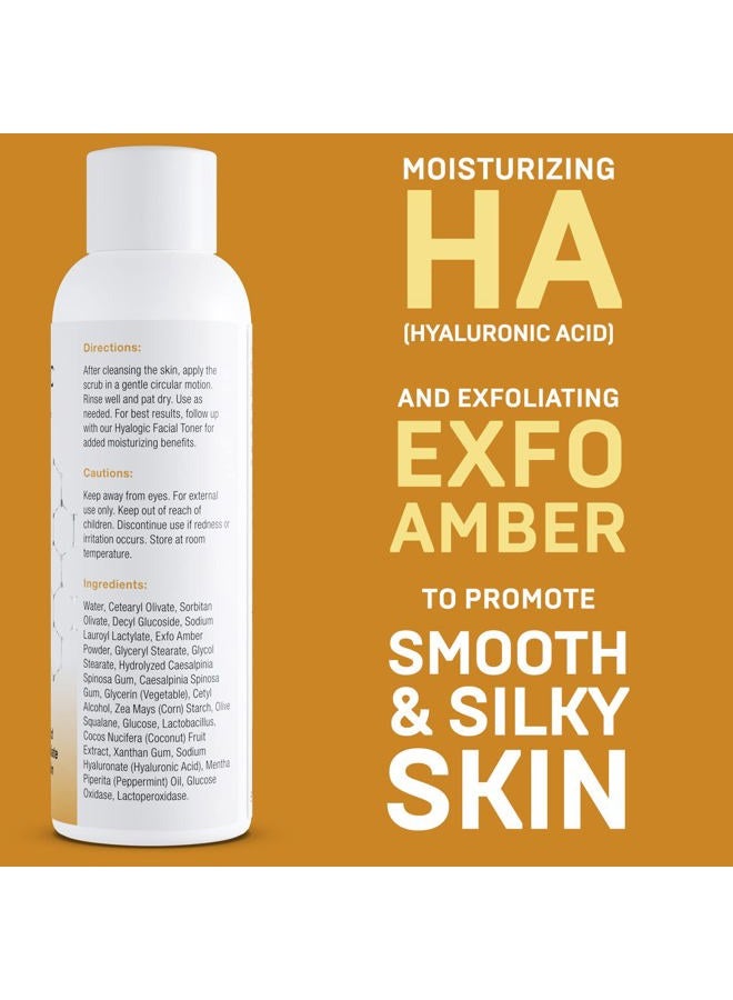 Hyalogic Spa Exfoliating Facial Scrub 4oz - With Hyaluronic Acid, Exfo-Amber & Peppermint Oil - Exfoliate Naturally - 4 Ounce - Image 2