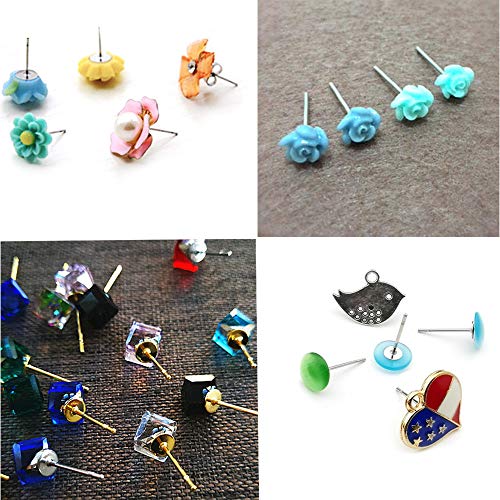 Youdiyla 400pcs Hypoallergenic Stainless Steel Earrings Posts Flat Pad Blank Earring Pin Studs with Butterfly Earring Backs for Jewelry Making Findings (5mm) - Image 3
