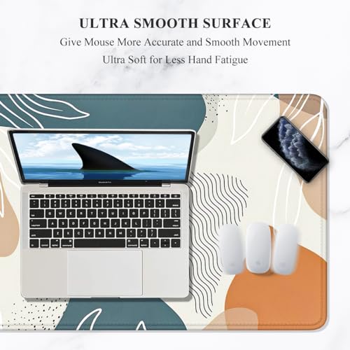 Auhoahsil Large Mouse Pad, XXL Desk Pad, Extened 35" x 15", Non-Slip Rubber Base, Stitched Edges, Superior Surface, Waterproof Keyboard Mat, Large Mousepad for Gamer, Office & Home, Desert Leaves - Image 3