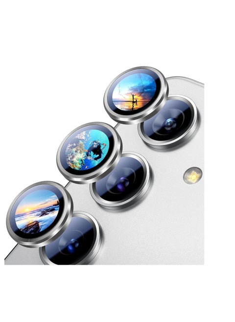 Camera Lens Protector for Samsung Galaxy A25/A05S Accessories, 9H Tempered Glass Metal Individual Ring Camera Cover Screen Protector, Case Friendly, Anti Scratch - Silver