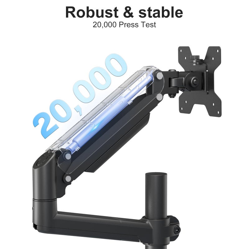 WALI Dual Monitor Mount, 13-32 Inch Adjustable Spring Dual Monitor Arm for Desk Holds Max 19.8 lbs Screens, Swivel Vesa Bracket with C Clamp, Grommet Mounting, Monitor Arms for 2 Monitors (GSDM002) - Image 5