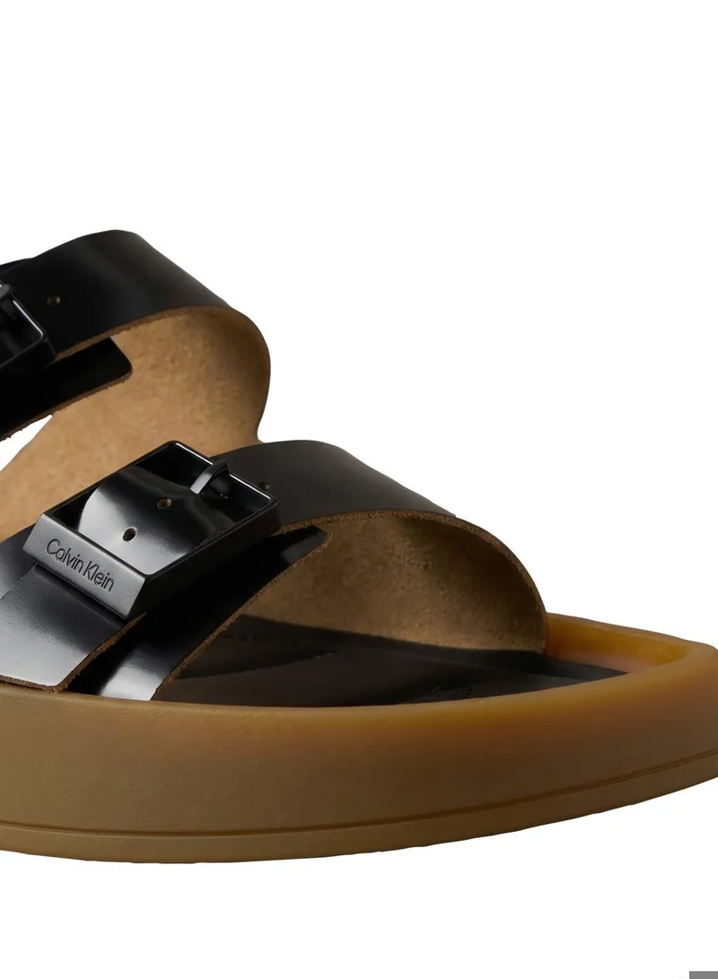 CALVIN KLEIN Black/Honey CK Milo - Leather Buckle Sandals for Men | Best Price UAE