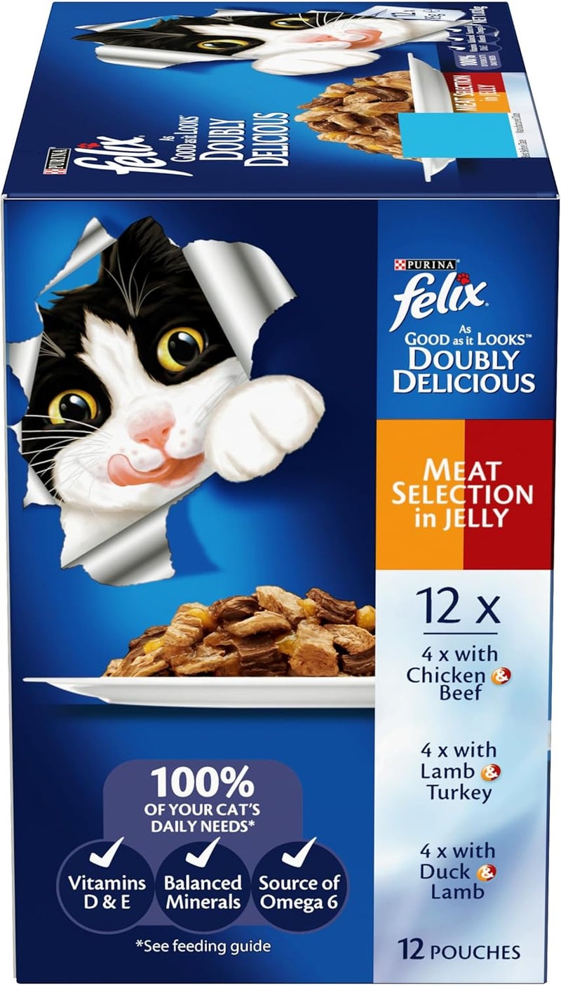 Felix As Good As It Look Doubly Delicious Wet Cat Food Meat Selections 85g (Pack of 60) - Image 2