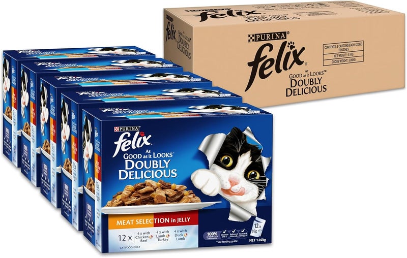 Felix As Good As It Look Doubly Delicious Wet Cat Food Meat Selections 85g (Pack of 60) - Image 4
