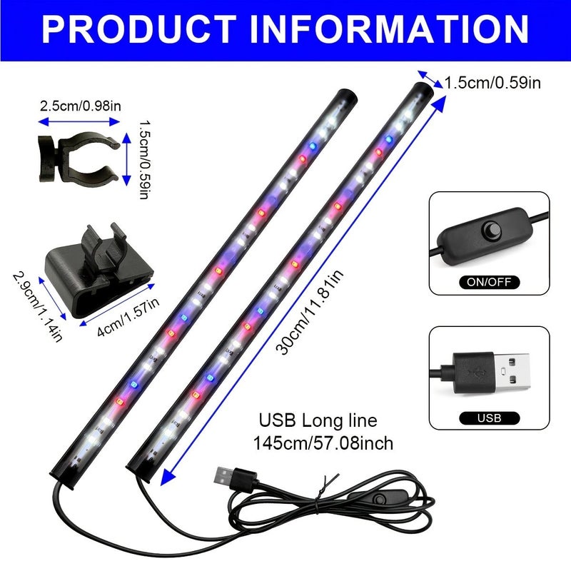 2 Pack Clip On Aquarium LED Lights Secure Design USB Landscape Lighting - Image 2