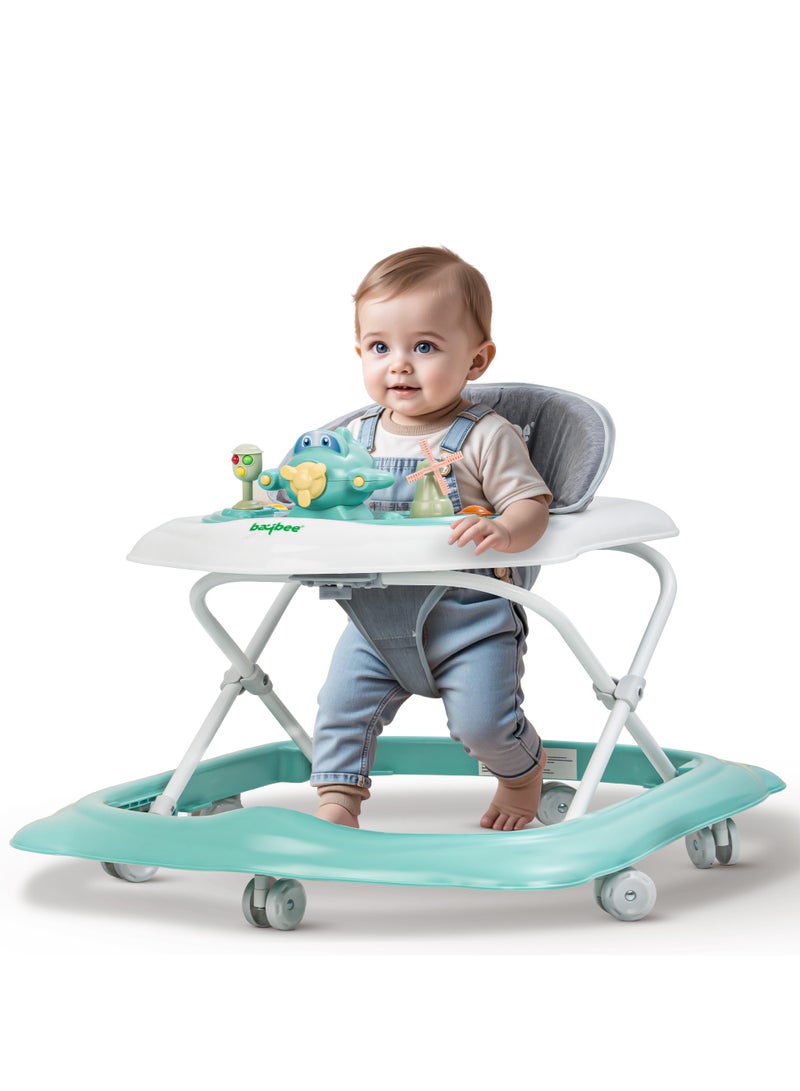 BAYBEE Hopper Baby Walker for Kids, Foldable Kids Walker with 3 Position Adjustable Height & Musical Toy Bar Activity Walker for Toddlers Walker for Baby Boy Girl 6 to 18 Months Green - Image 1