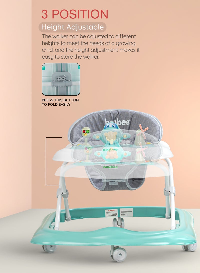 BAYBEE Hopper Baby Walker for Kids, Foldable Kids Walker with 3 Position Adjustable Height & Musical Toy Bar Activity Walker for Toddlers Walker for Baby Boy Girl 6 to 18 Months Green - Image 4