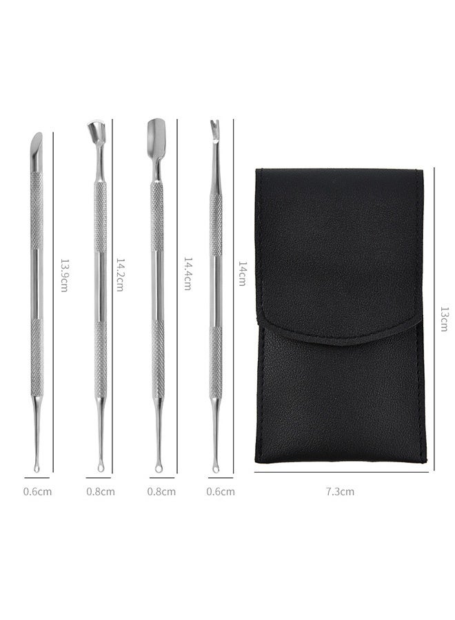 Quantum 4 PCS Manicure Kit, Stainless Steel Nail Tools with Double-Ended Cuticle Pusher, Stainless Steel Pusher for Dead Skin Removal Nail Art Tool - Image 2