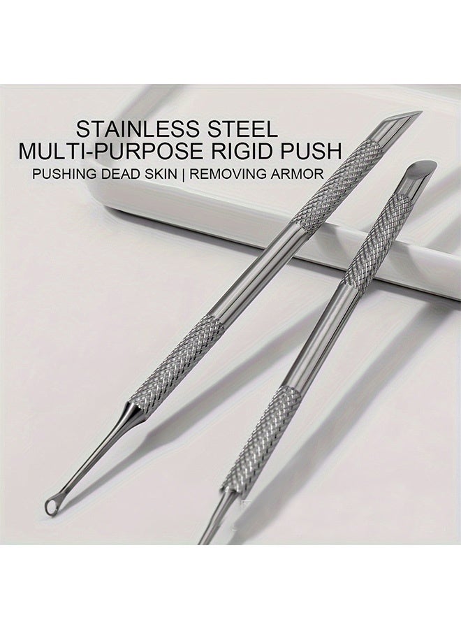 Quantum 4 PCS Manicure Kit, Stainless Steel Nail Tools with Double-Ended Cuticle Pusher, Stainless Steel Pusher for Dead Skin Removal Nail Art Tool - Image 4