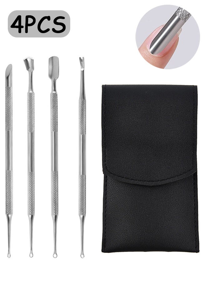Quantum 4 PCS Manicure Kit, Stainless Steel Nail Tools with Double-Ended Cuticle Pusher, Stainless Steel Pusher for Dead Skin Removal Nail Art Tool - Image 1