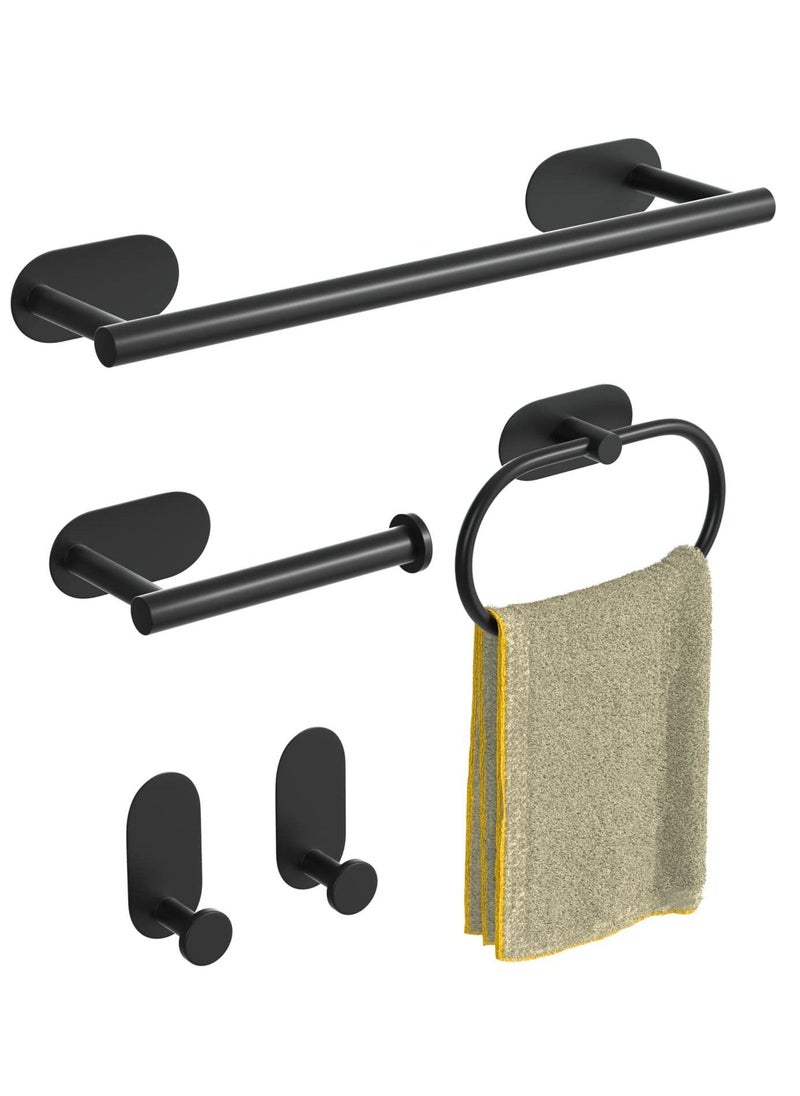 XiuWoo 5 Piece Stainless Steel Matte Black Bathroom Hardware Accessories Set Towel Bar Toilet Paper Holder Towel Ring Robe Hooks  - Image 1