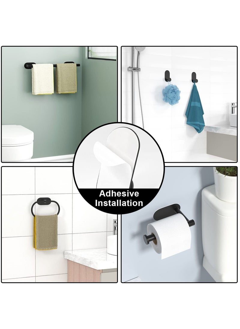 XiuWoo 5 Piece Stainless Steel Matte Black Bathroom Hardware Accessories Set Towel Bar Toilet Paper Holder Towel Ring Robe Hooks  - Image 4