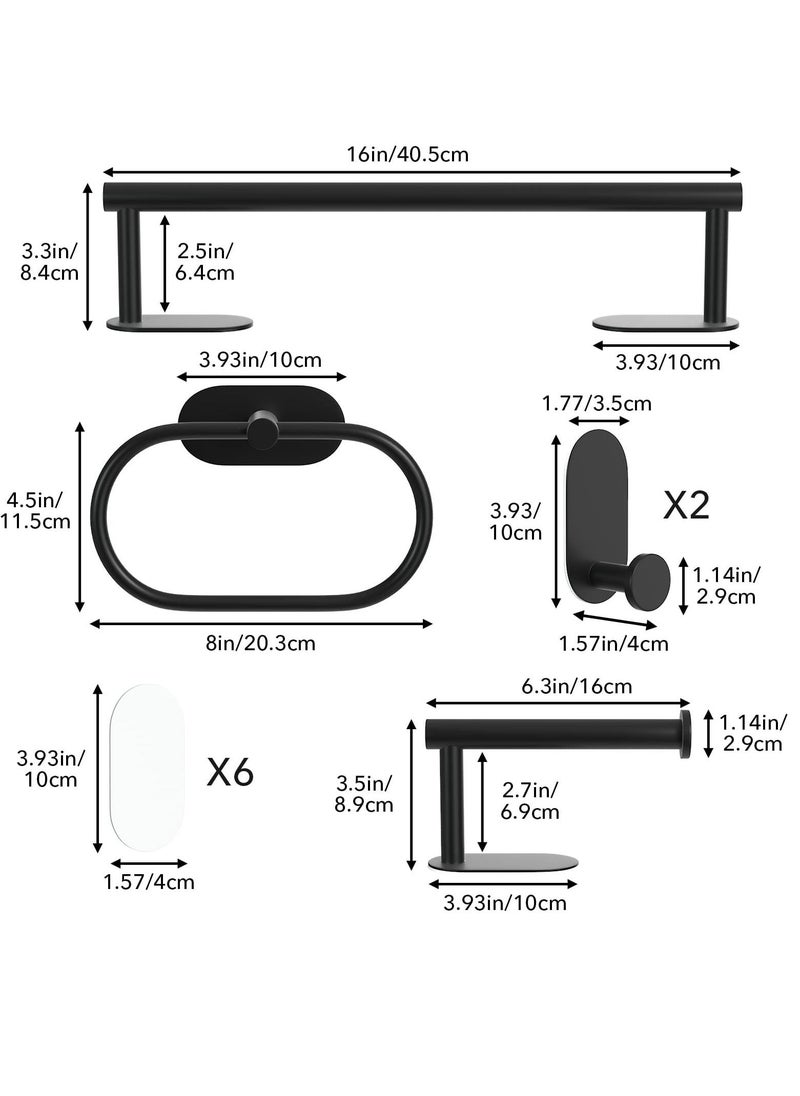 XiuWoo 5 Piece Stainless Steel Matte Black Bathroom Hardware Accessories Set Towel Bar Toilet Paper Holder Towel Ring Robe Hooks  - Image 3