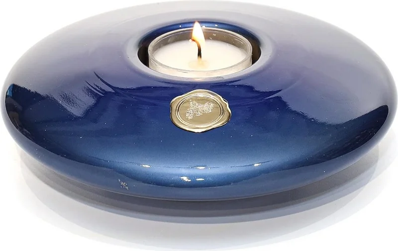 ميسي Blue Golden Glow Glass Candle Holder and Tealight Set (Decorative Coated Box)