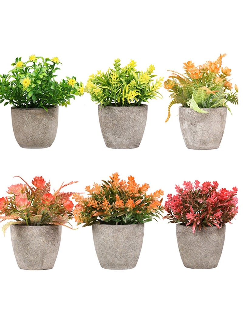 HomarKet - 6 Pcs Mini Artificial Potted Plants Multicolor - Image 1