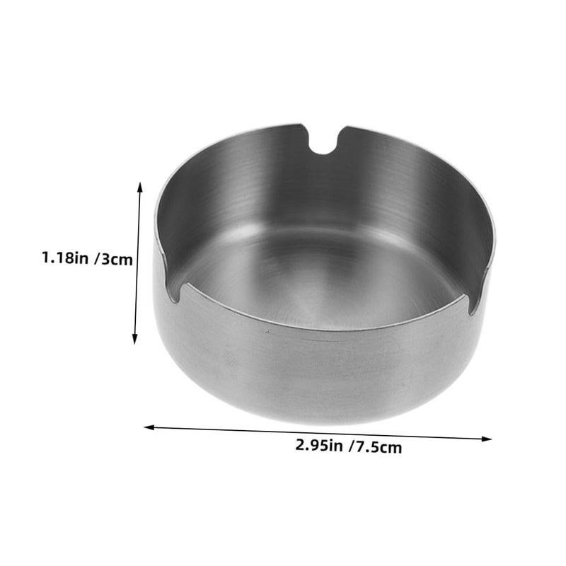 Stainless Steel Ashtray Set 2 Pack 8cm Round Portable Ash Holder for Indoor Outdoor Travel - Image 3