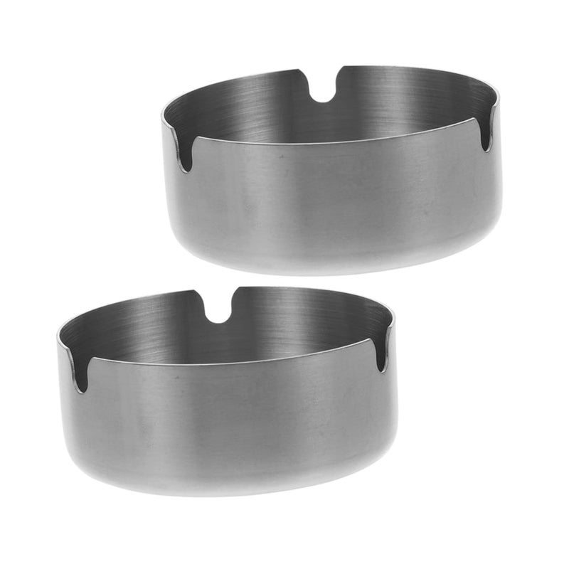 Stainless Steel Ashtray Set 2 Pack 8cm Round Portable Ash Holder for Indoor Outdoor Travel - Image 2