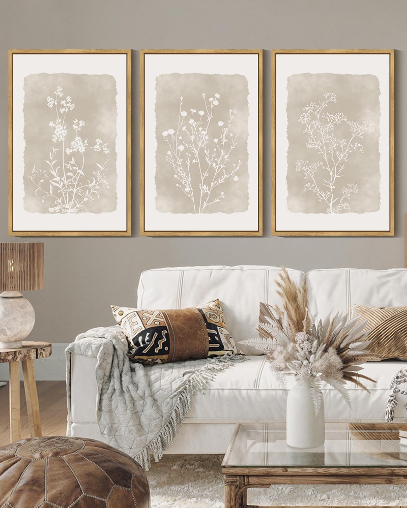 Drsoum Botanical Flower Wall Art Framed Vintage Floral Wall Prints Wildflower Neutral Rustic Bohemain Artwork Farmhouse Bedroom Ready to Hang 16x24in Natural Framed - Image 4