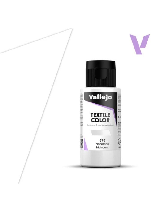 Vallejo Textile Fabric Paint Iridescent 570 – 60ml Bottle Pearl Finish Washable