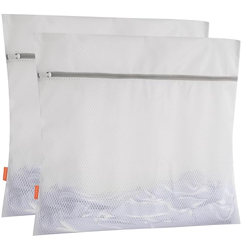 Polecasa Heavy Duty Diamond Mesh Laundry Bags for Delicates – 2 Pack with Sturdy Zipper for Coats, Bed Sheet Lingerie, Baby Clothes – Washing Machine & Dry Safter 24 x 24 Inches(2 XX-Large) - Image 1