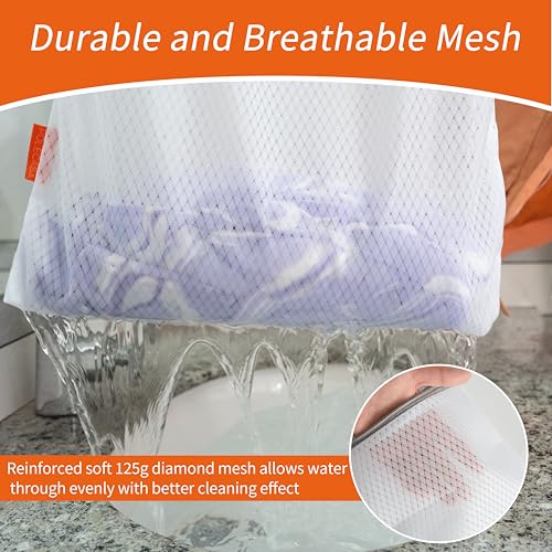 Polecasa Heavy Duty Diamond Mesh Laundry Bags for Delicates – 2 Pack with Sturdy Zipper for Coats, Bed Sheet Lingerie, Baby Clothes – Washing Machine & Dry Safter 24 x 24 Inches(2 XX-Large) - Image 3
