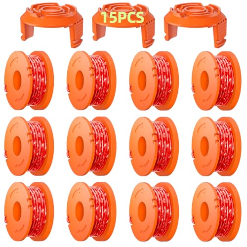 Eventronic 15 Pack WA0010 Replacement Trimmer Line Spool Compatible with Worx, 0.065 inch Trimmer Line Refills for Worx, Compatible with Worx String Trimmers (12 Line spools+3 Cap) - Image 1