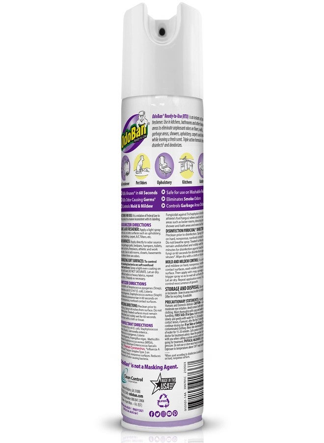 OdoBan Ready-to-Use Disinfectant and Harsh Aroma Eliminator, Cleaner and Fabric/Air Freshener, Set of 2, 14.6 Ounce 360-Degree Continuous Spray and 32 Ounce Trigger Spray, Lavender Scent - Image 2