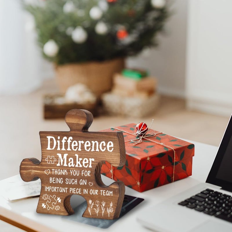 THRXOBN Difference Maker Piece Plaque, Thank You Gift for Team Member, Inspirational Office Decor for Coworker Teacher Nurse Volunteer, 5.5x5.2 Inch,WVV2 - Image 2