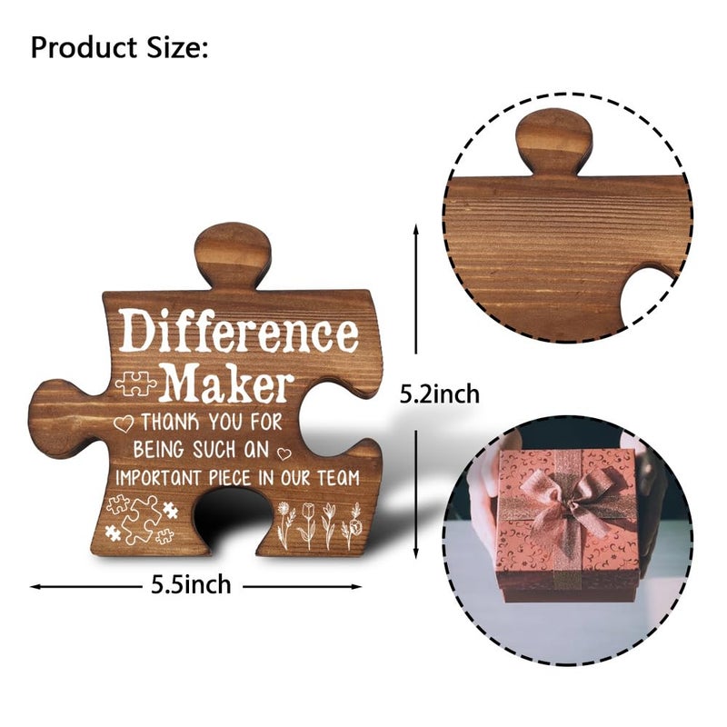 THRXOBN Difference Maker Piece Plaque, Thank You Gift for Team Member, Inspirational Office Decor for Coworker Teacher Nurse Volunteer, 5.5x5.2 Inch,WVV2 - Image 5